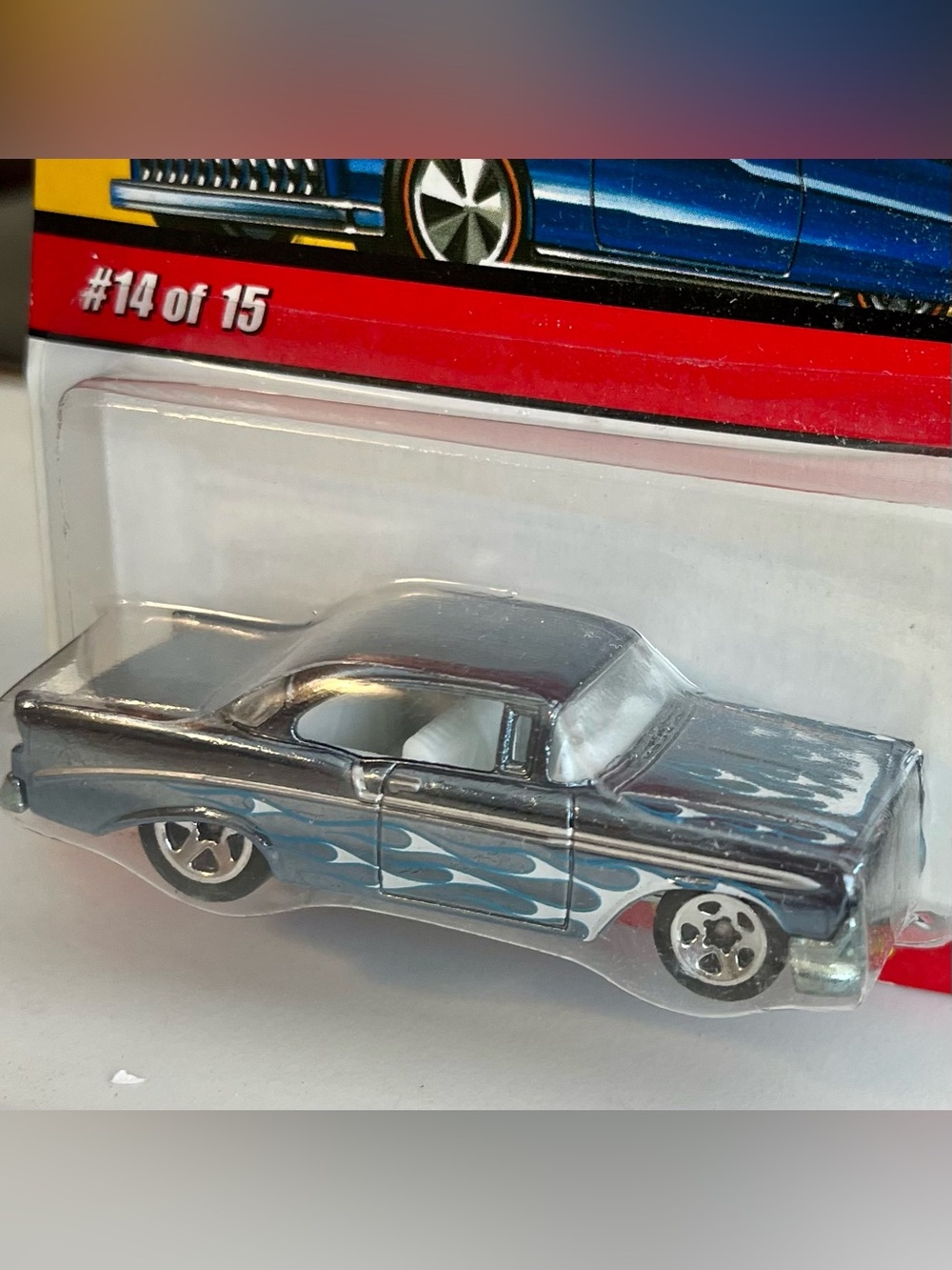 Hot Wheels Classics #14 ‘56 Chevy Series 4 Blue Silver Metallic with Button